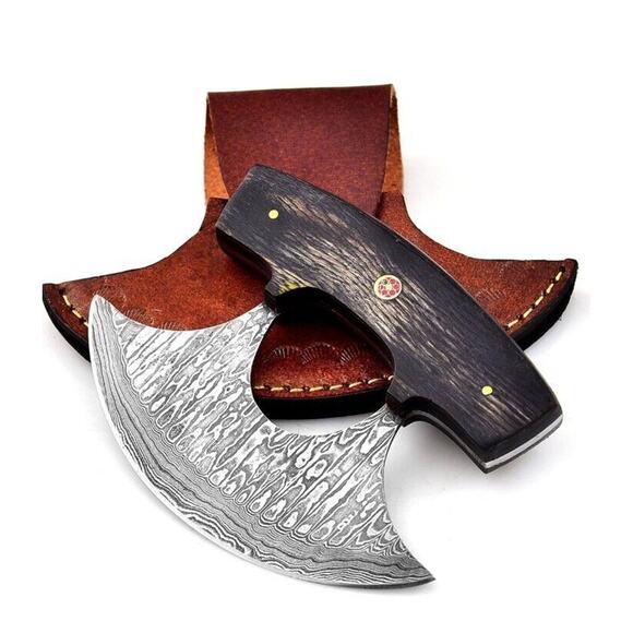 Handmade Other - Damascus Steel Ulu Handmade Knife - Alaskan Damascus Ulu Knife With Sheat